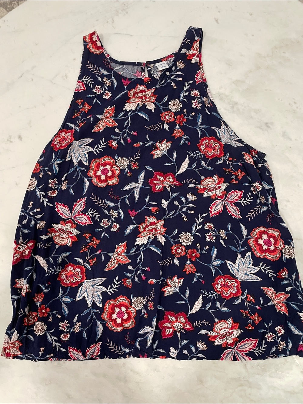 Old Navy Navy Floral Sleeveless Camisole - Red & White Accents
